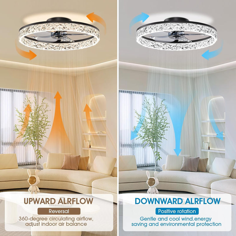 50CM LED Ceiling Fan with Lights Flush Mount