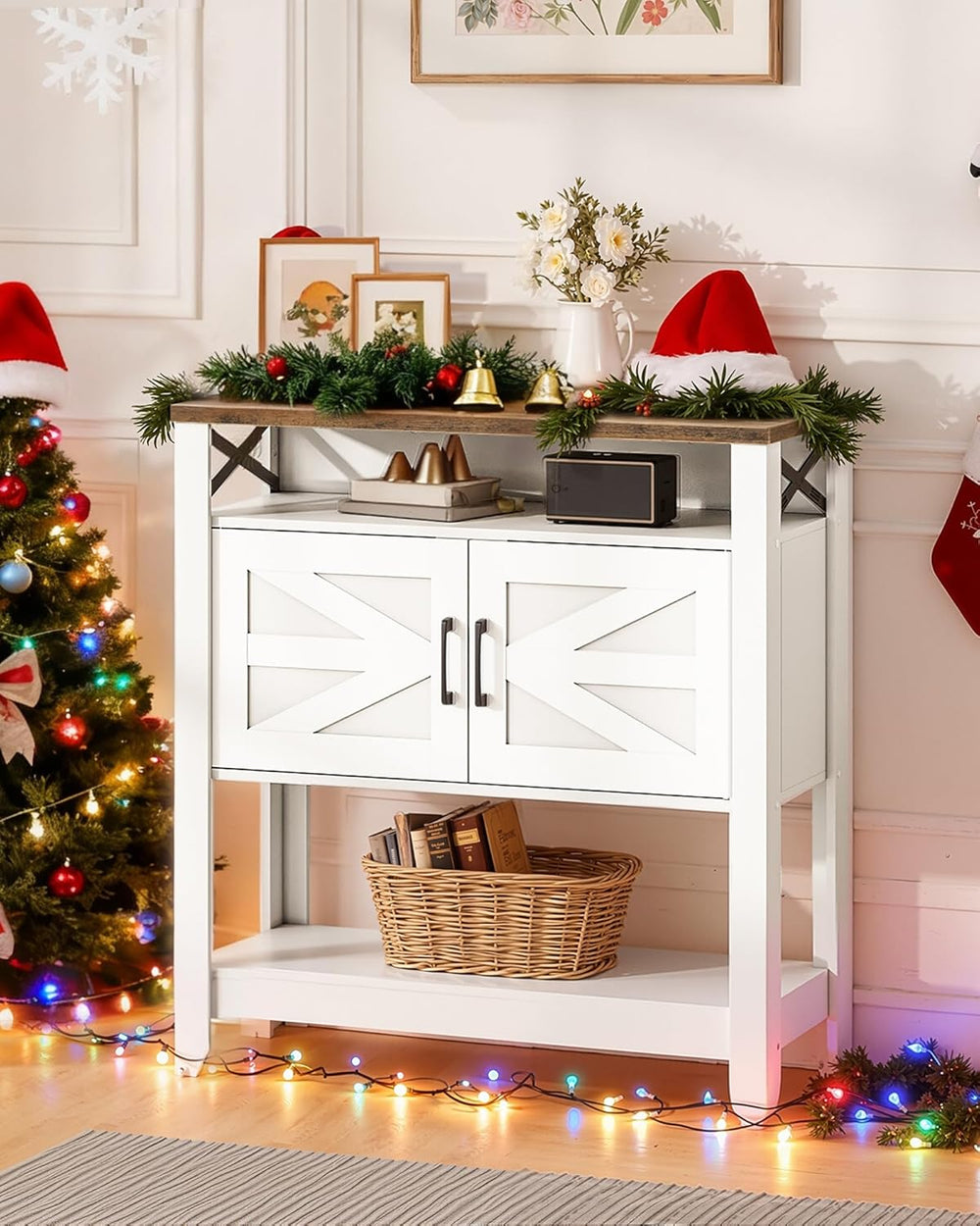 Vintage Console Table Farmhouse Kitchen Sideboard Cabinet
