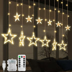 Christmas LED Stars Curtain Lights 12 138 Window