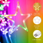 Christmas LED Stars Curtain Lights 12 138 Window