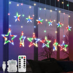 Christmas LED Stars Curtain Lights 12 138 Window