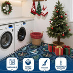 Christmas Living Room Rug Vintage Grid