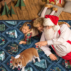 Christmas Living Room Rug Vintage Grid
