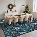 Christmas Living Room Rug Vintage Grid