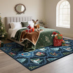 Christmas Living Room Rug Vintage Grid
