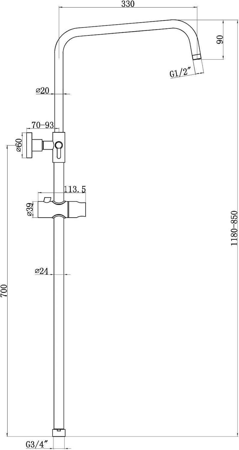 Chrome Dual Rigid Riser Kit with Round Overhead