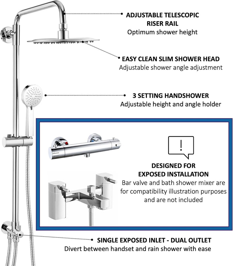 Chrome Dual Rigid Riser Kit with Round Overhead