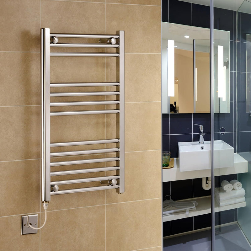 Chrome Electric Heated Towel Rail 300MM Wide X