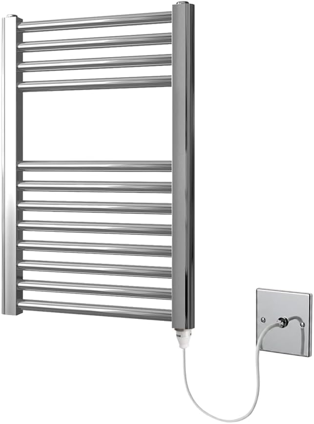 Chrome Electric Heated Towel Rail Straight 400MM W