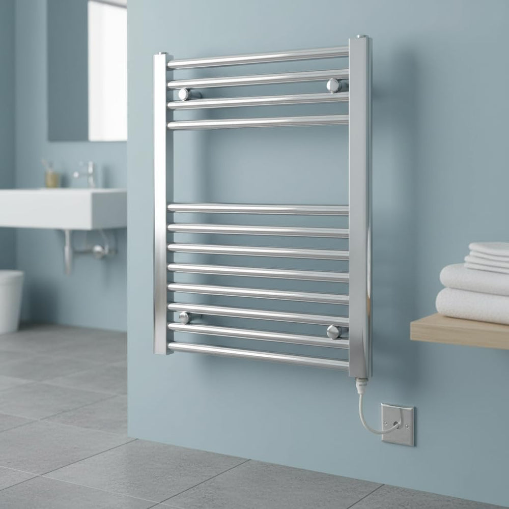 Chrome Electric Heated Towel Rail Straight 400MM W