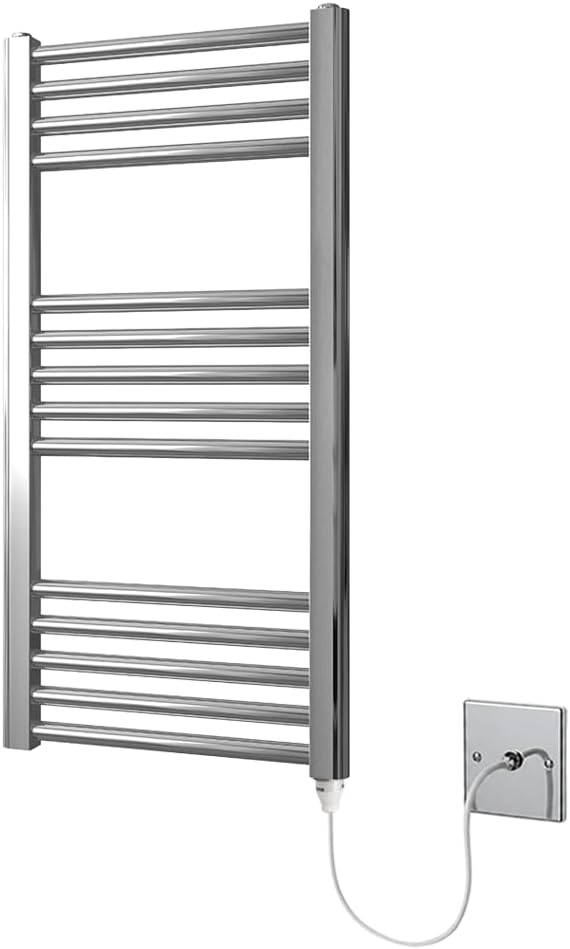 Chrome Electric Heated Towel Rail Straight 400MM W