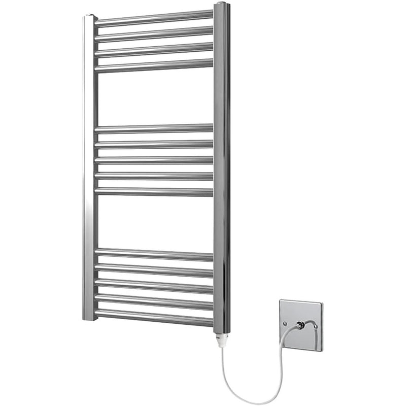 Chrome Electric Heated Towel Rail Straight 400MM
