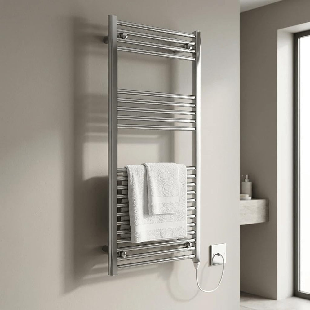 Chrome Electric Heated Towel Rail Straight 500MM W