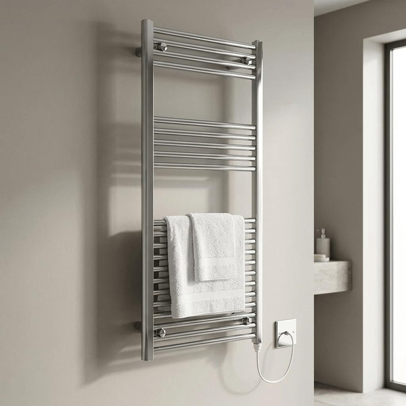 Chrome Electric Heated Towel Rail Straight 500MM W