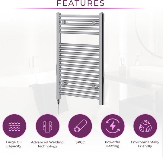 Chrome Electric Towel Radiator Warmer Rail Bathroom Heated