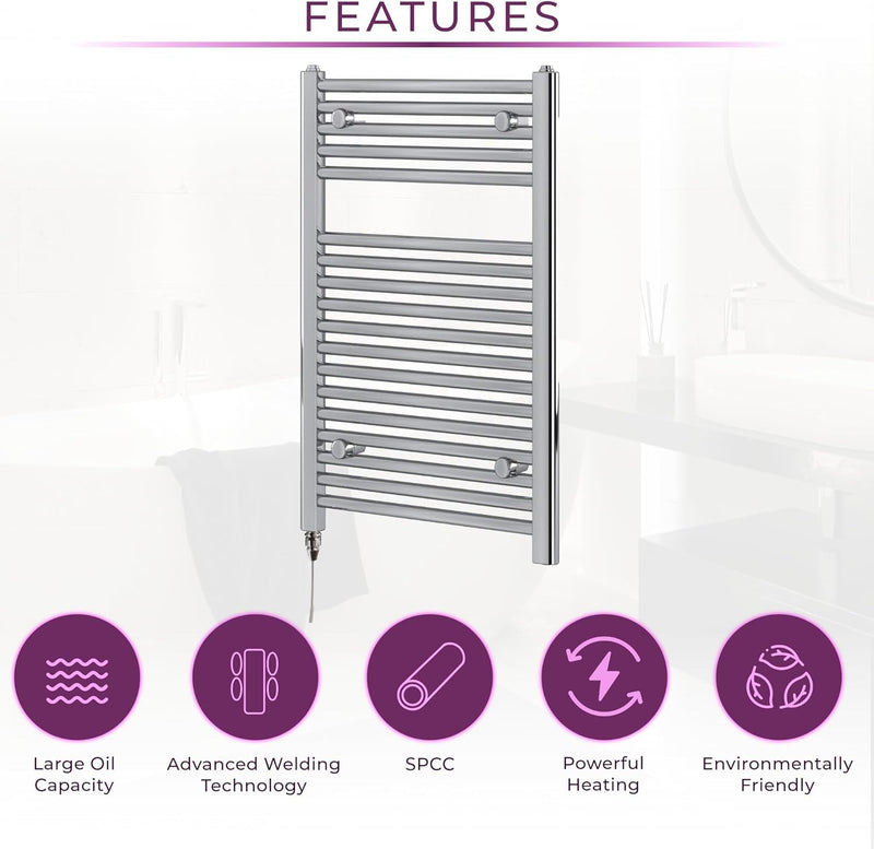 Chrome Electric Towel Radiator Warmer Rail Bathroom Heated
