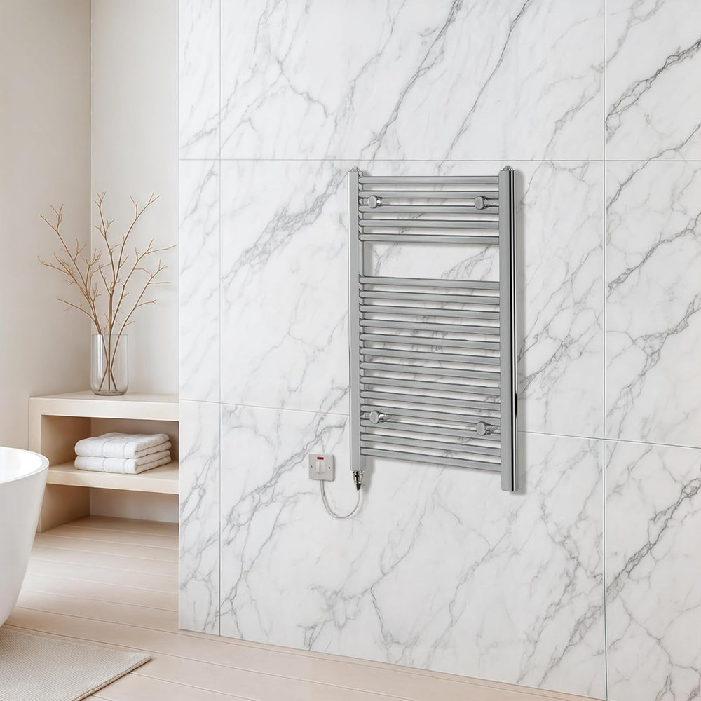 Chrome Electric Towel Radiator Warmer Rail Bathroom Heated