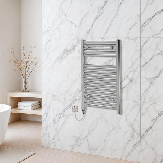 Chrome Electric Towel Radiator Warmer Rail Bathroom Heated