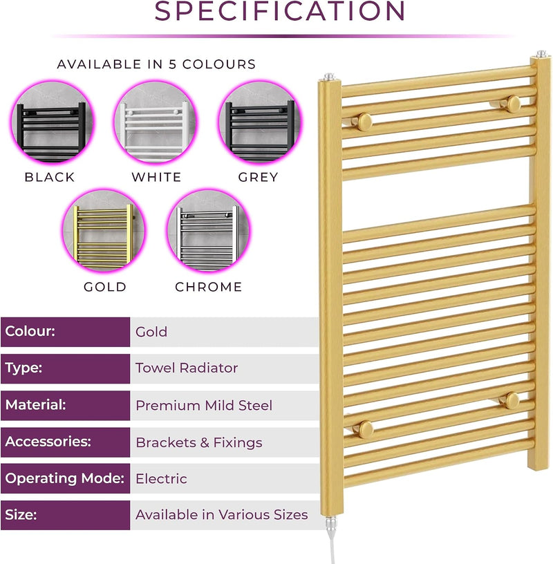 Chrome Electric Towel Radiator Warmer Rail Bathroom Heated