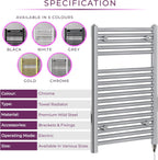Chrome Electric Towel Radiator Warmer Rail Bathroom Heated