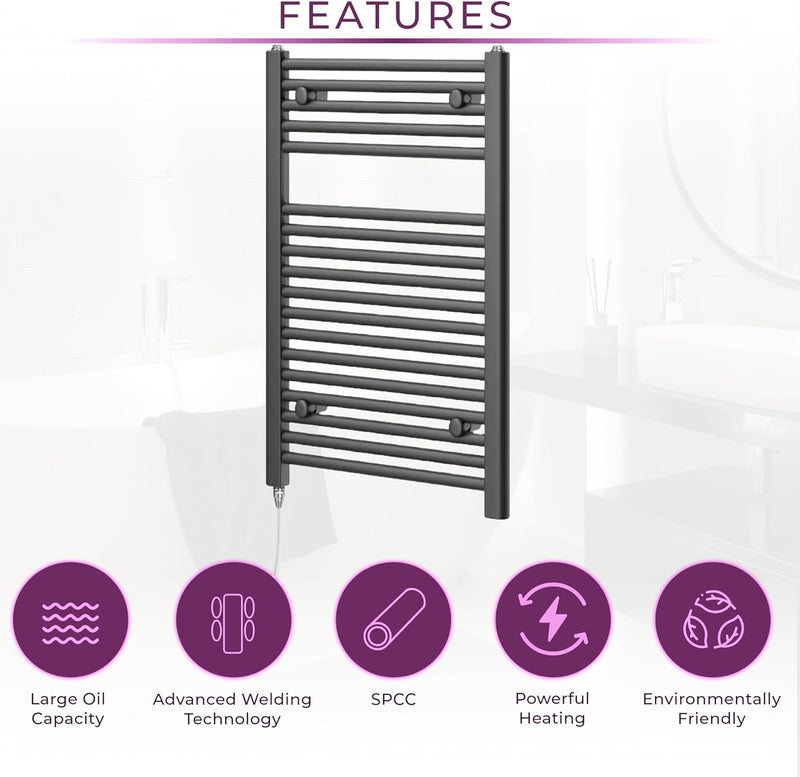 Chrome Electric Towel Radiator Warmer Rail Bathroom Heated