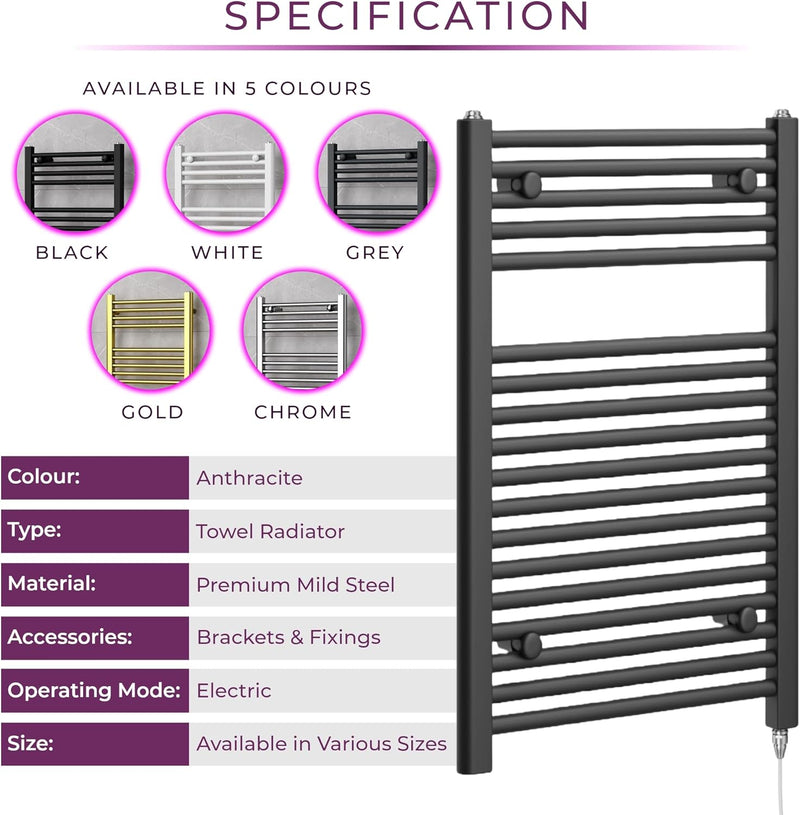 Chrome Electric Towel Radiator Warmer Rail Bathroom Heated
