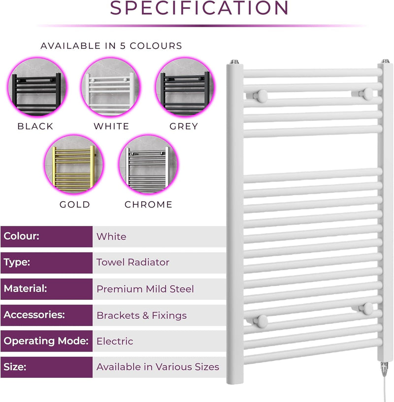 Chrome Electric Towel Radiator Warmer Rail Bathroom Heated