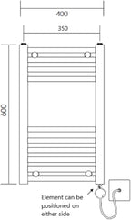 Chrome Electric Wifi Heated Towel Rail 400MM W