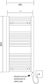 Chrome Electric Wifi Heated Towel Rail 400MM W