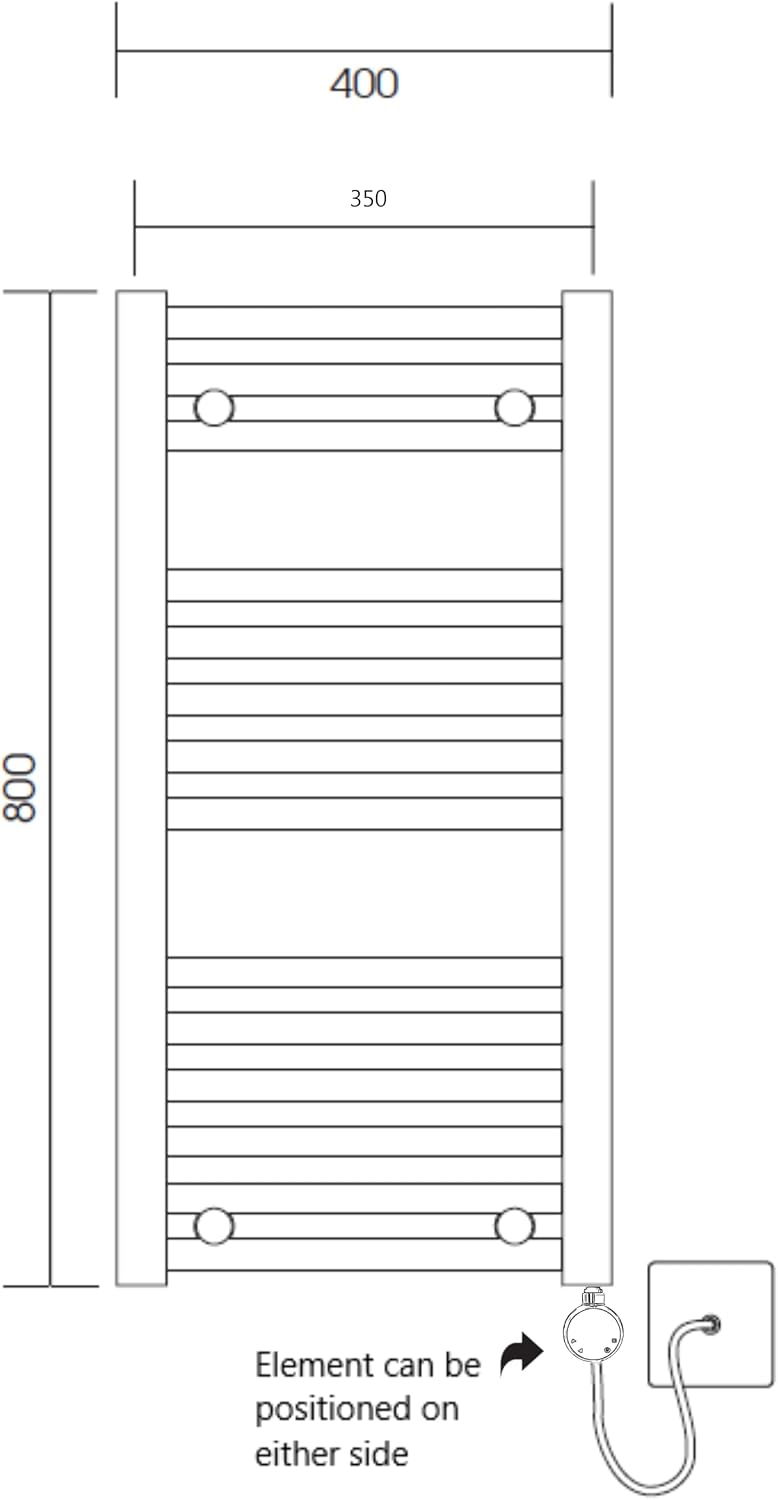 Chrome Electric Wifi Heated Towel Rail 400MM W