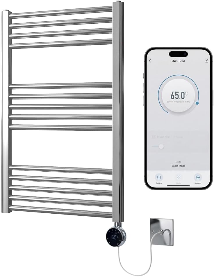Chrome Electric Wifi Heated Towel Rail 500MM W