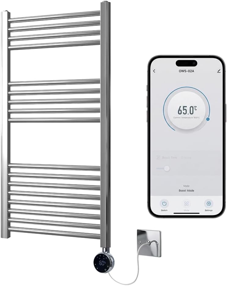 Chrome Electric Wifi Heated Towel Rail 500MM W
