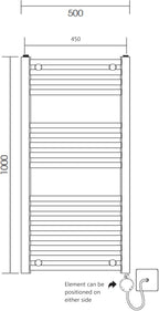 Chrome Electric Wifi Heated Towel Rail 500MM W
