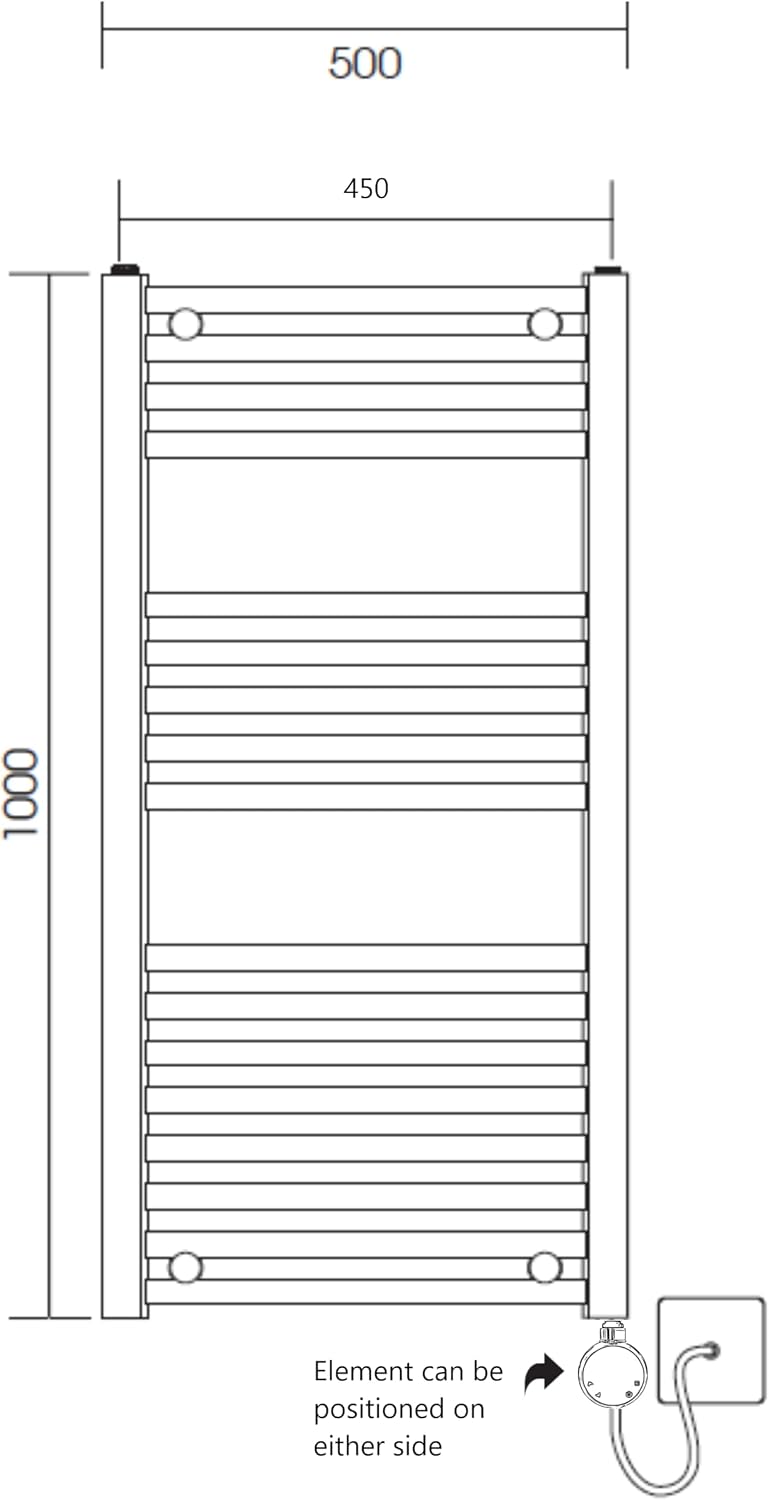 Chrome Electric Wifi Heated Towel Rail 500MM W