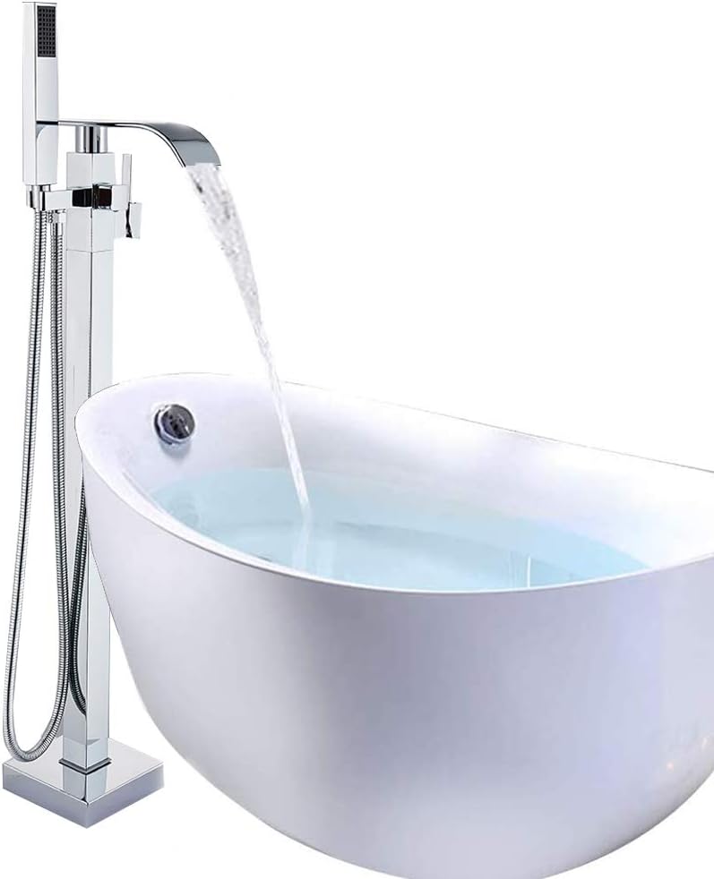 Chrome Freestanding Bath Taps Floor Mounted Bathroom Mixer