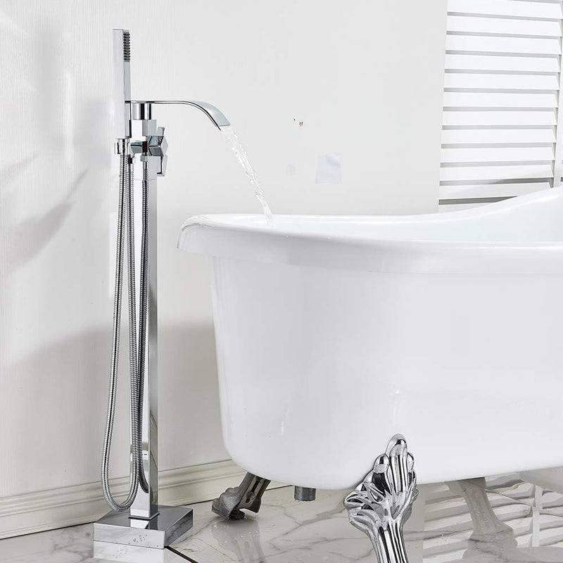 Chrome Freestanding Bath Taps Floor Mounted Bathroom Mixer