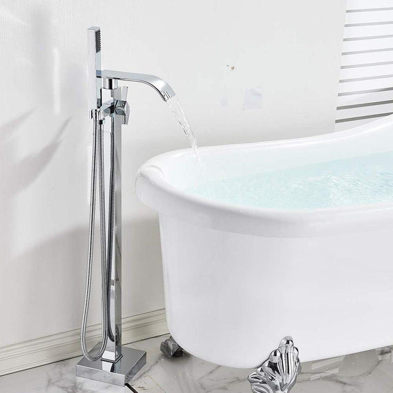 Chrome Freestanding Bath Taps Floor Mounted Bathroom Mixer