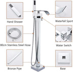 Chrome Freestanding Bath Taps Floor Mounted Bathroom Mixer