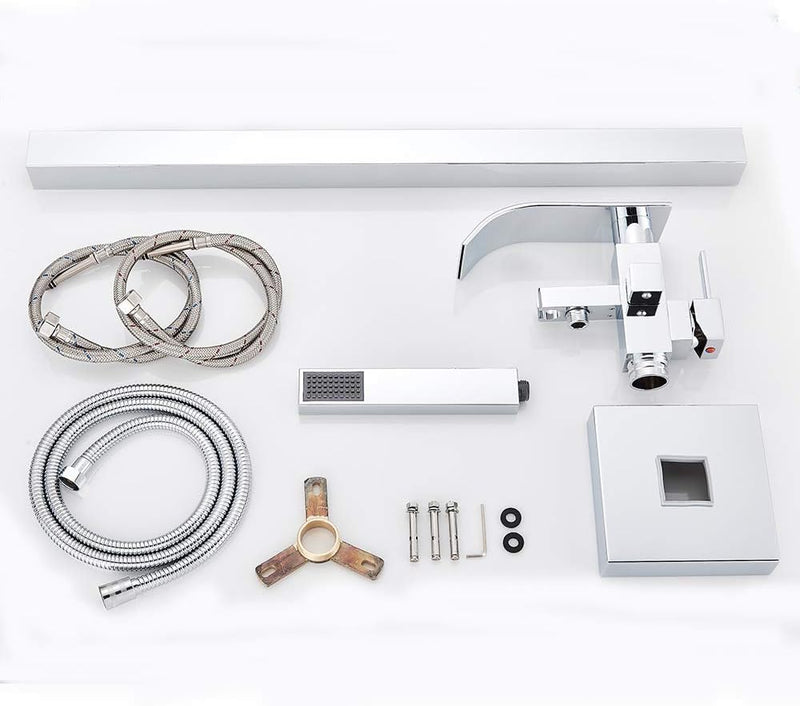 Chrome Freestanding Bath Taps Floor Mounted Bathroom Mixer