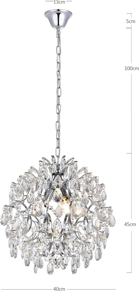 Chrome Modern Pendant Chandelier Crystal Raindrop Lighting