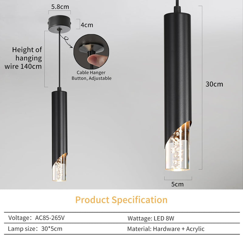 Chrome Pendant Light 3 Colour Temperature 3000K 4500K (3 Pack)