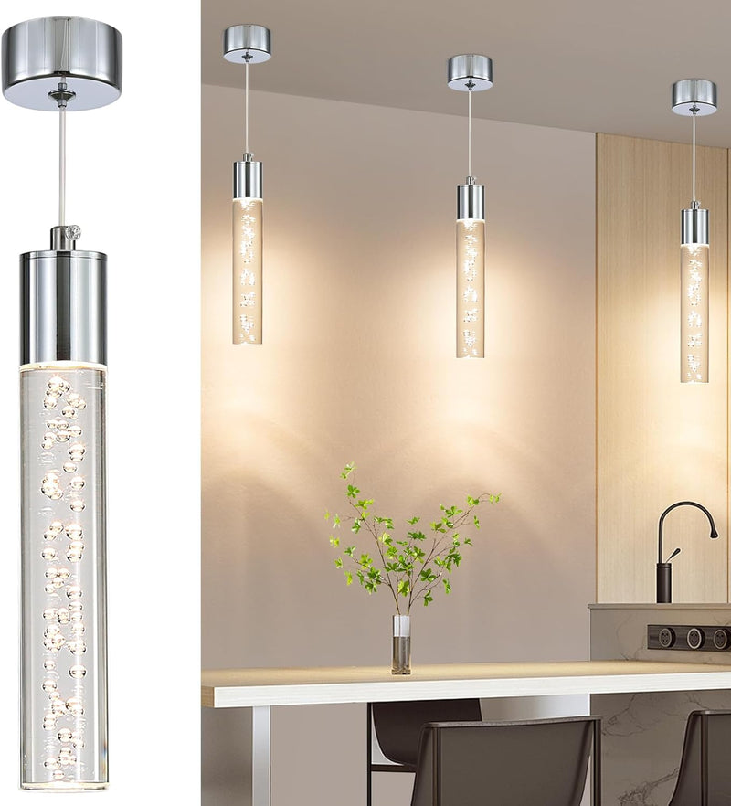 Chrome Pendant Light 3 Colour Temperature 3000K 4500K (3 Pack)
