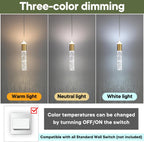 Chrome Pendant Light 3 Colour Temperature 3000K 4500K (3 Pack)
