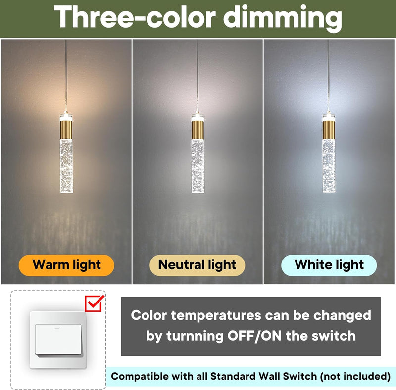 Chrome Pendant Light 3 Colour Temperature 3000K 4500K (3 Pack)
