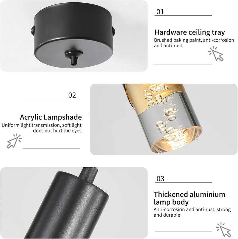 Chrome Pendant Light 3 Colour Temperature 3000K 4500K (3 Pack)
