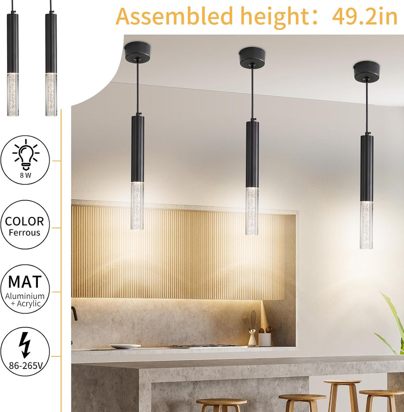 Chrome Pendant Light 3 Colour Temperature 3000K 4500K (3 Pack)