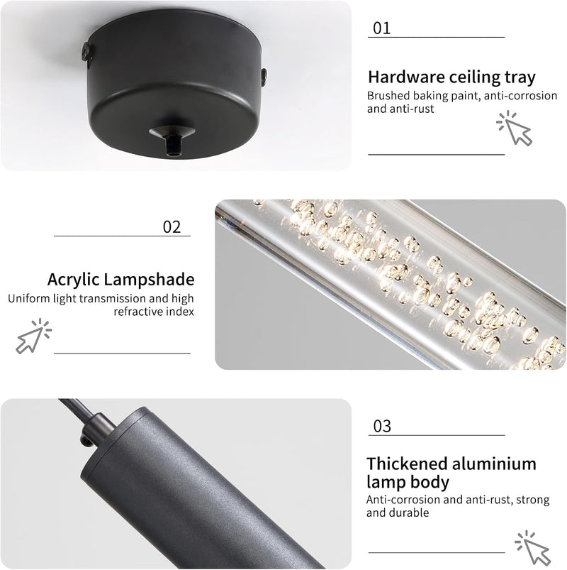 Chrome Pendant Light 3 Colour Temperature 3000K 4500K (3 Pack)
