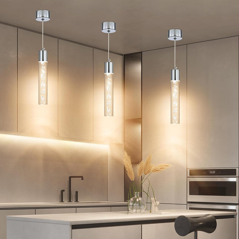 Chrome Pendant Light 3 Colour Temperature 3000K 4500K (3 Pack)
