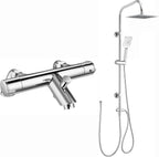 Chrome Thermostatic Deck Mounted Bath Shower Mixer Dual