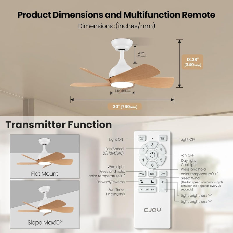 30 Inch Ceiling Fan Light Woodgrain Fans